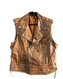 DOUBLE BREASTED LEATHER VEST, TAN SIZE 3XL