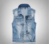 Denim Vest, Slim Fit Sleeveless Jacket
