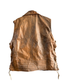DOUBLE BREASTED LEATHER VEST, TAN SIZE 3XL