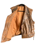 DOUBLE BREASTED LEATHER VEST, TAN SIZE 3XL