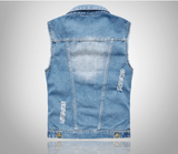 Denim Vest, Slim Fit Sleeveless Jacket