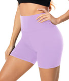 FULLSOFT High Waisted Biker Shorts for Women-5" Tummy Control Fitness Athletic Workout Running Yoga Gym Shorts Large-X-Large 7-light Purple