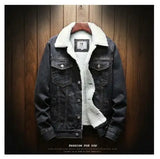 Men Light Blue Winter Jean Jackets Outerwear Warm Denim Coats New Men