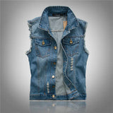 Denim Vest, Slim Fit Sleeveless Jacket