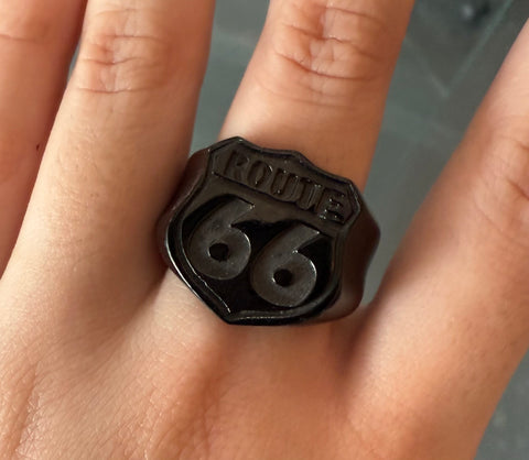 R66 1607 Black Stainless Steel Biker ring Route 66
