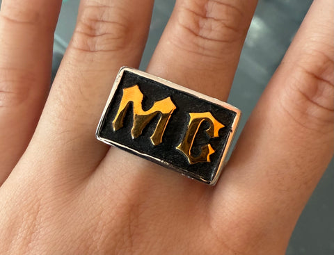 R66 1808 Stainless Steel Golden MC Biker Ring