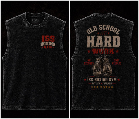 ISS BOXING GYM OLD SCHOOL SLEEVLESS STONE WASH OLD SCHOOL SHIRT