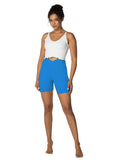 Sunzel No Front Seam Biker Shorts for Women with Pockets, Yoga Workout Gym Bike Shorts 6" Inseam Medium Classic Blue