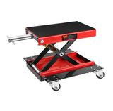 Motorcycle Lift, 1100 LBS Motorcycle Lift ATV Scissor Lift Jack With Dolly & Hand Crank, Center Hoist Crank Stand With Wide Deck & Tool Tray For Street Bikes, Cruiser Bikes, Touring Motorcycles