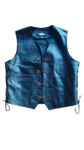 Route 66 Black Leather Biker Vest