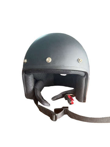 R66 MATTE BLACK/BLACK OPEN FACE HELMET WITH SHIELD- FREE SIZE
