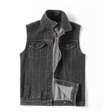 Vintage Ripped Men's Denim Vest - Plus Size Sleeveless Jacket