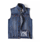 Vintage Ripped Men's Denim Vest - Plus Size Sleeveless Jacket