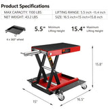 Motorcycle Lift, 1100 LBS Motorcycle Lift ATV Scissor Lift Jack With Dolly & Hand Crank, Center Hoist Crank Stand With Wide Deck & Tool Tray For Street Bikes, Cruiser Bikes, Touring Motorcycles