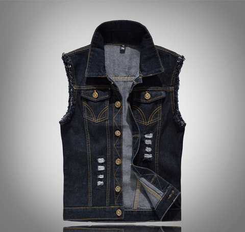 Denim Vest, Slim Fit Sleeveless Jacket