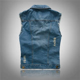 Denim Vest, Slim Fit Sleeveless Jacket