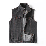Vintage Ripped Men's Denim Vest - Plus Size Sleeveless Jacket