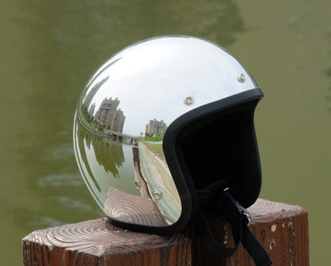 SKU R66 1216 R66 Mirror Silver Chrome Open Face Motorcycle Helmet Route 66 Motorcycles Co Ltd SKU R66 1216 R66 Mirror Silver Chrome Open Face Motorcycle Helmet Route 66 Motorcycles Co Ltd