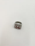R66 0048 Route 66 Silver Ring with Red enamal