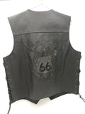 SKU R66 0497 Route 66 Black Leather Biker Vest Size S-XXL