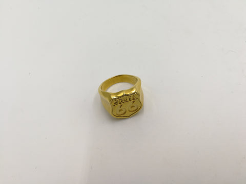 R66 1608 Gold Stainless Steel Biker ring Route 66