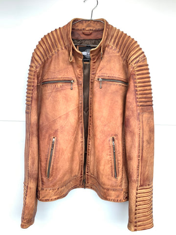 R66 LEATHER JACKET (BROWN) SIZE XL