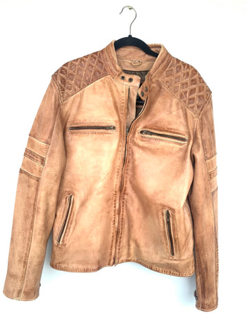 R66 LEATHER JACKET LIGHT BROWN SIZE M