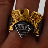 R66 1605 R66  "American Biker" Engraving Cast Ring