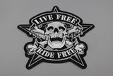 SKU R66 1241 R66 Huge Skull LIVE FREE RIDE FREE Embroidery Patches