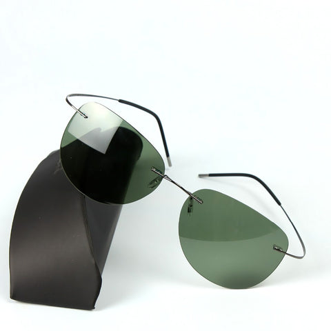 SKUR66 1299  R66 Titanium frame Rimless Polarized sunglasses