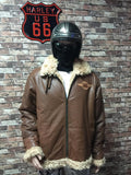Route66 Brown Leather Bomber Jacket