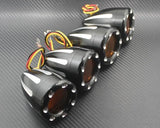 R66 1745 Route 66 Black Metal Amber Leds Motorcycle Turn Signal Light