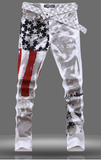 SKU R66 0045 Route 66 Mens U.S Flag Demin Printed Skinny Jeans